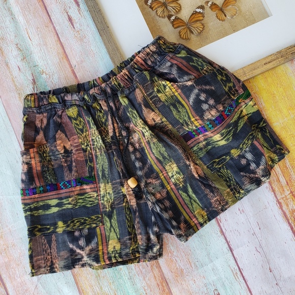 Conoz Handwoven Embroidered Boho Festival Shorts S - Picture 3 of 6
